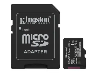 Kingston Canvas Select Plus - Flashminnekort (SD-adapter inkludert) 1 TB - A1 / Video Class V30 / UHS-I U3 / Class10 - microSDXC UHS-I