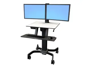 Ergotron WorkFit-C Dual - Sitte/stående arbeidsstasjon mobil - rektangulær - grå - svart sokkel
