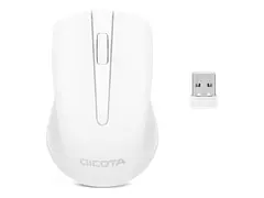 DICOTA Comfort - Mus - høyre- og venstrehåndet optisk - 3 knapper - trådløs - 2.4 GHz - USB trådløs mottaker - hvit