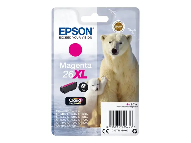 Epson 26XL - 8.7 ml XL magenta original blister blekkpatron for Ex...