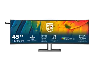 Philips 45B1U6900C - LED-skjerm kurvet - 45&quot; (44.5&quot; synlig) - 5120 x 1440 Dual Quad HD @ 75 Hz - VA - 450 cd/m&#178; - 3000:1 - DisplayHDR 400 - 4 ms - 2xHDMI, DisplayPort, USB-C - h&#248;yttalere - svart