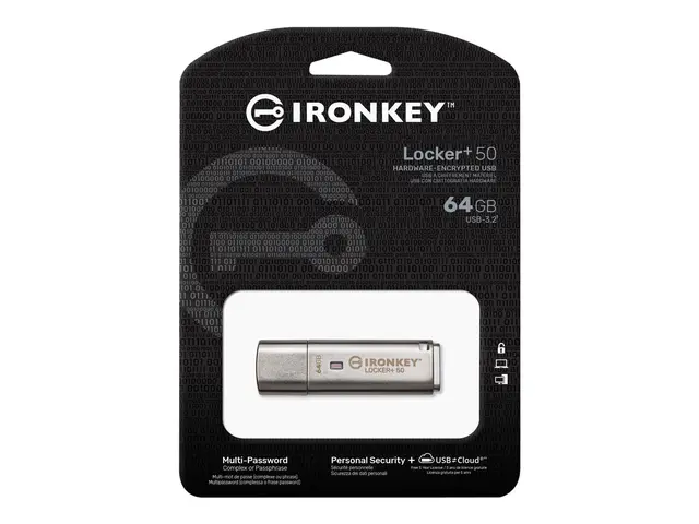 Kingston IronKey Locker+ 50 - USB-flashstasjon kryptert 64 GB USB ...