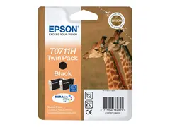 Epson T0711 Twin Pack - 2-pack 22.2 ml - høykapasitets - svart - original - blister - blekkpatron - for Stylus SX210, SX410, SX510, SX515, SX610; Stylus Office B1100, B40, BX310, BX600, BX610