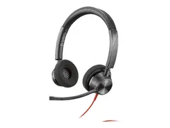 Poly Blackwire 3320 - Blackwire 3300 series hodesett - on-ear - kablet - USB-C - svart - UC-sertifisert, Certified for Microsoft Teams