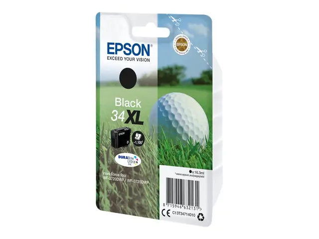 Epson 34XL - 16.3 ml - XL - svart - original - blære med RF/lyd-al...