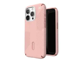 Speck Presidio 2 Grip - Baksidedeksel for mobiltelefon med klikkl&#229;s - MagSafe-samsvar - plastikk - dahliarosa, rose kobber - for Apple iPhone 15 Pro