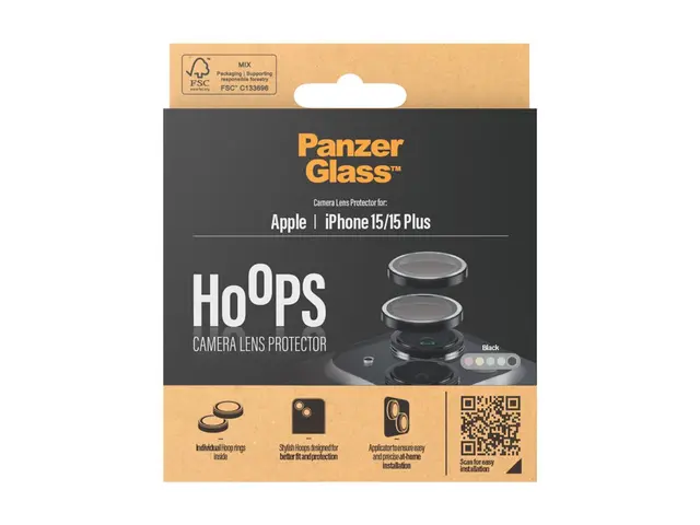 PanzerGlass Hoops - Linsebeskytter for mobiltelefon glass svart Ap...