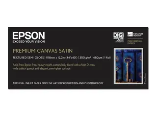 Epson PremierArt Water Resistant Canvas - Blank Rull (111,8 cm x 12,2 m) - 350 g/m² - 1 rull(er) lerretspapir - for Stylus Pro 11880, Pro 98XX; SureColor SC-P10000, P20000, P8000, P9000, P9500, T7200