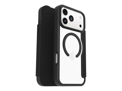 OtterBox React Series - Lommebok for mobiltelefon MagSafe-samsvar - svart krystall (klar/svart) - for Apple iPhone 17 Pro Max