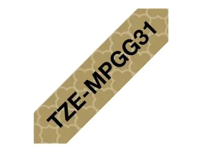 Brother TZe-MPGG31 - Geometrisk svart på gull Rull (1,2 cm x 4 m) ...