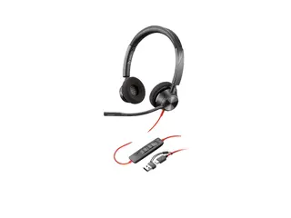 HP Poly Blackwire 3320 - Blackwire 3300 series hodesett - on-ear - kablet - USB-C - svart - UC-sertifisert