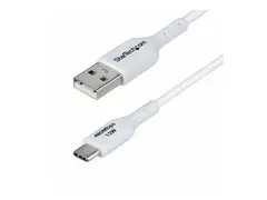 StarTech.com 3ft (1m) White USB-A to USB-C Charging Cable/Cord, M/M USB-kabel - USB (hann) til USB-C (hann) - USB 2.0 - 3 A - 1 m - halogenfri, passiv, lade og synkronisere, USB Fast Charge (15W) - hvit