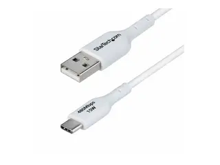 StarTech 3ft (1m) White USB-A to USB-C Charging Cable/Cord, M/M USB-kabel - USB (hann) til USB-C (hann) - USB 2.0 - 3 A - 1 m - halogenfri, passiv, lade og synkronisere, USB Fast Charge (15W) - hvit