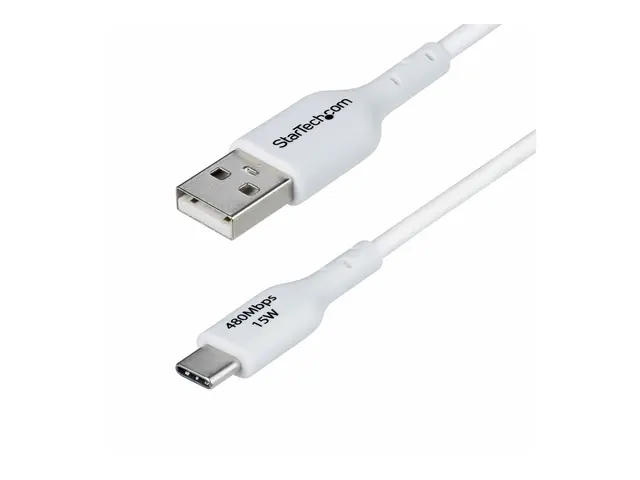 StarTech.com 3ft (1m) White USB-A to USB-C Charging Cable/Cord, M/...