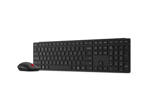Lenovo Pro Combo 6000 - Tastatur- og mussett multimodus - trådløs - 2.4 GHz, Bluetooth 5.4 - QWERTY - Norsk - eklipsesvart - brun boks