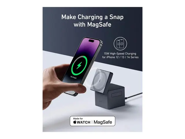 Anker 3-in-1 Cube - Trådløst ladestativ med MagSafe + AC-strømadap...
