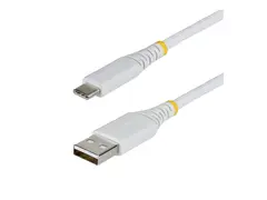 StarTech - USB-kabel - USB (hann) til USB-C (hann) USB 2.0 - 3 A - 2 m - USB Power Delivery (3A, 15W), Rask lading, double-braided nylon - hvit