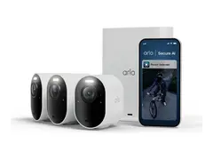 Arlo Ultra 3 - 2025 Edition - nettverksovervåkingskamera utendørs, innendørs - UV / weather resistant - farge (Dag og natt) - 8 MP - 3840 x 2160 - lyd - trådløs - Wi-Fi - Bluetooth 4.2 LE - med VMB5000 SmartHub (en pakke 3)