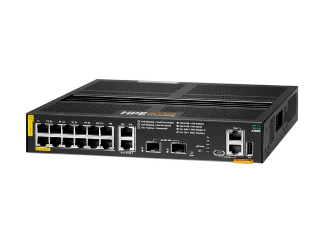 HPE Aruba 6200F 12G Class4 PoE 2G/2SFP+ 139W Switch - L3 Styrt 12 ...