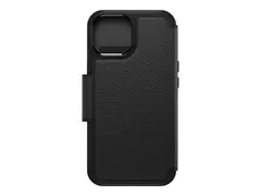 OtterBox Strada Series Folio - Lommebok for mobiltelefon MagSafe-samsvar - l&#230;r - skygge (svart) - for Apple iPhone 15