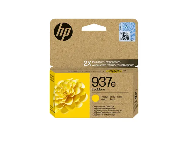 HP 937e EvoMore - Gul original blekkpatron for Officejet Pro 9110b...