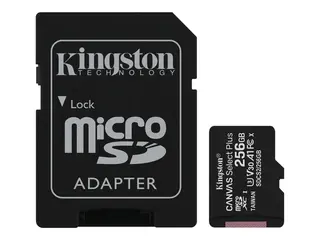 Kingston Canvas Select Plus - Flashminnekort (microSDXC til SD-adapter inkludert) 256 GB - A1 / Video Class V30 / UHS Class 3 / Class10 - microSDXC UHS-I