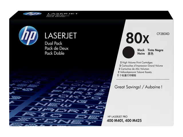 HP 80x - 2-pack - Høy ytelse - svart - original - LaserJet - toner...