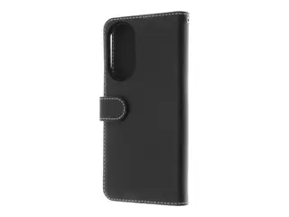 Insmat Exclusive - Lommebok for mobiltelefon ekte skinn, papir, kartong, aluminiumsfolie, termoplast-polyuretan (TPU) - svart - for Honor 50