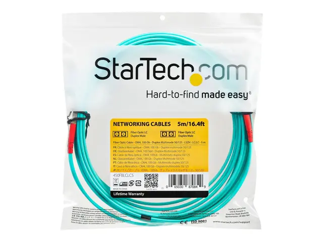 StarTech.com Aqua OM4 Duplex Multimode Fiber - 16 ft / 5m 100 Gb 5...