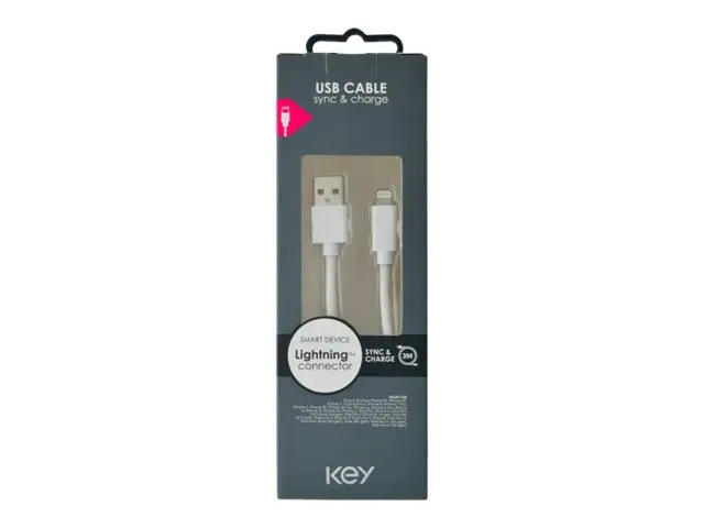 Key - Lightning-kabel Lightning hann til USB 3 m hvit