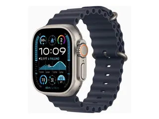 Apple Watch Ultra 2 - 49 mm - naturlig titan smartklokke med Havb&#229;nd - fluorelastomer - marinebl&#229; - h&#229;ndleddst&#248;rrelse: 130-200 mm - 64 GB - LTE, Wi-Fi 4, UWB, Bluetooth - 4G - 61.4 g