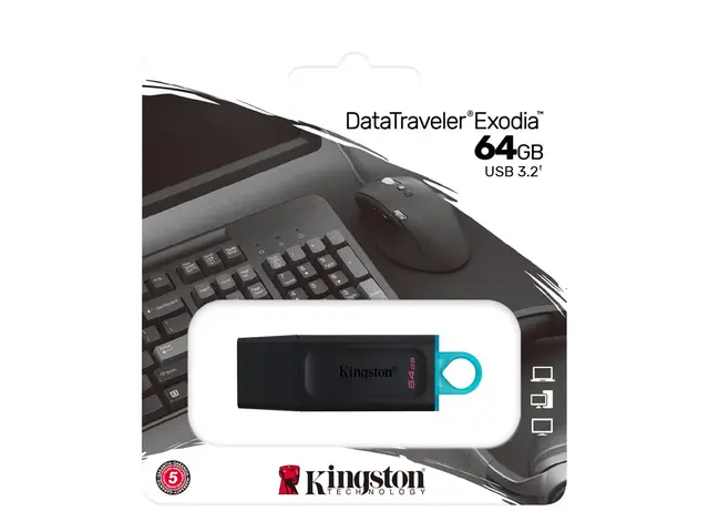 Kingston DataTraveler Exodia - USB-flashstasjon - 64 GB - USB 3.2 ...