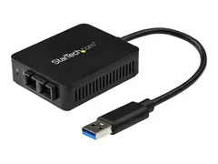 Startech USB to Fiber Optic Converter - 1000Base-SX SC MM - Windows / Mac / Linux - USB 3.0 Ethernet Adapter - Network Adapter (US1GA30SXSC) - Nettverksadapter - USB 3.0 - 1000Base-SX - 850 nm - svart