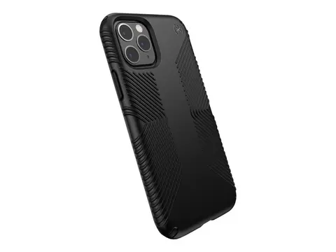 Speck Presidio Grip - Baksidedeksel for mobiltelefon polykarbonat, gummi, IMPACTIUM - svart - for Apple iPhone 11 Pro