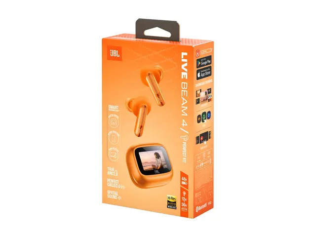 JBL LIVE Beam 4 - True wireless-hodetelefoner med mikrofon i øret - Bluetooth - aktiv støydemping - oransje 