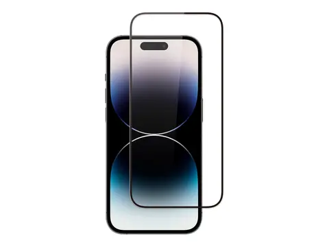 Screenor Premium - Skjermbeskyttelse for mobiltelefon full deksel - glass - rammefarge svart - for Apple iPhone 15, 16