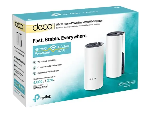 TP-Link Deco P9 - V2 strømlinjeadapter (2 rutere) inntil 370 kvm m...