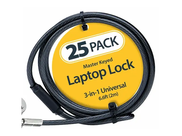 Startech 25-Pack Universal Laptop Lock 6.6ft (2m), Master Keyed Lo...