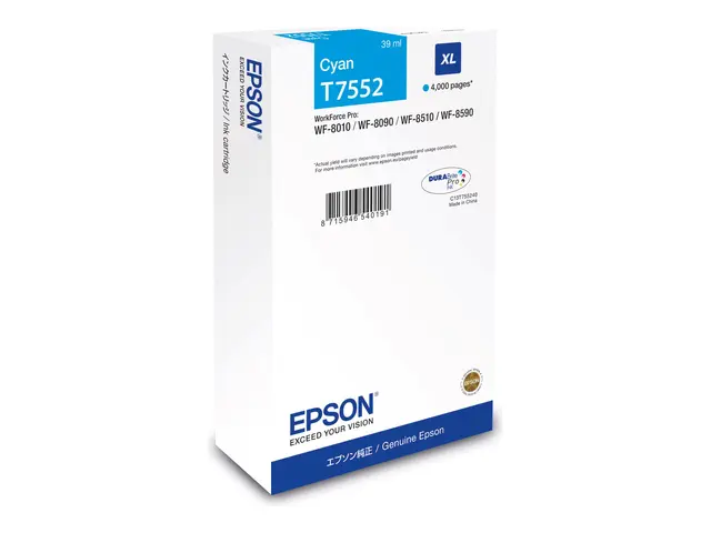 Epson T7552 - 39 ml XL cyan original blekkpatron