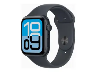 Apple Watch SE 3 (GPS) - 44 mm midnattsaluminium - smartklokke med sportsb&#229;nd - fluorelastomer - midnatt - b&#229;ndbredde: S/M - 64 GB - Wi-Fi 4, Bluetooth - 32.9 g