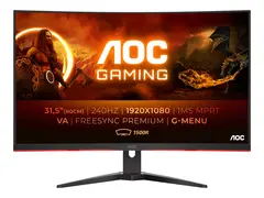 AOC Gaming C32G2ZE/BK - LED-skjerm gaming - kurvet - 32&quot; (31.5&quot; synlig) - 1920 x 1080 Full HD (1080p) @ 240 Hz - VA - 300 cd/m&#178; - 3000:1 - 1 ms - 2xHDMI, DisplayPort - svart