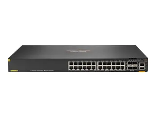 HPE Aruba Networking CX 6200F 24G Class 4 PoE 4SFP 370W Switch Switch - Max. Stacking Distance 10 km - L3 - Styrt - 24 x 10/100/1000 (PoE+) + 4 x 100/1000 SFP - front og side til bakside - rackmonterbar - PoE+ (370 W)