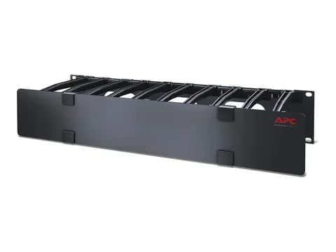 APC Horizontal Cable Manager Single-Sided with Cover Rackkabelstyringspanel med deksel - svart - 2U - TAA-samsvar - for P/N: AR4012A, AR4017A, AR4032A, AR4038LA, SRT5KRMXLT-A, SRT6KRMXLT-A, SRT8KRMXLT-A