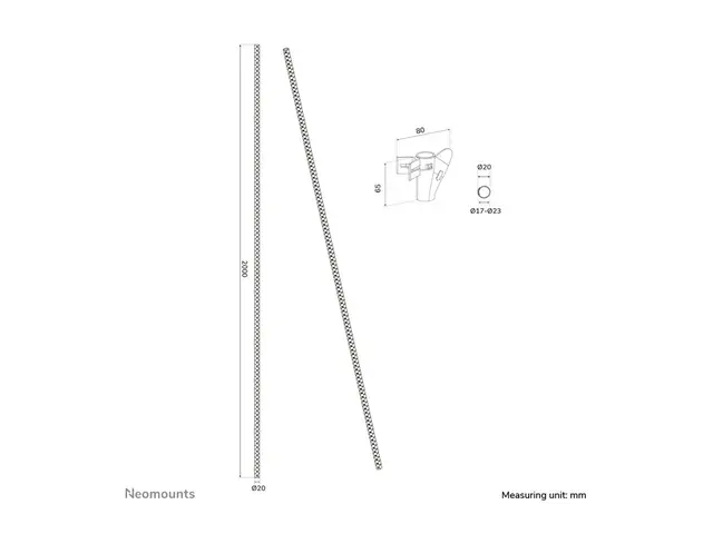 Neomounts - Kabelstyringsmuffe for 1-4 kabler, universell hvit 2 m