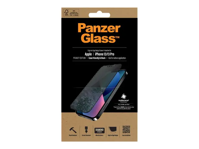 PanzerGlass - Skjermbeskyttelse for mobiltelefon - glass - med per...