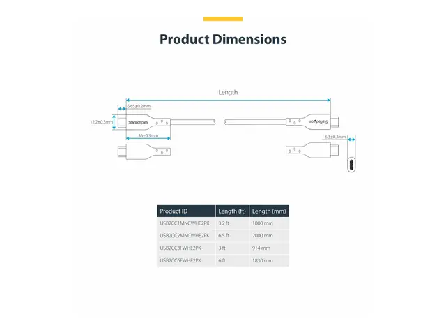 StarTech - USB-kabel USB-C (hann) til USB 2.0 3 A 1 m Power Delive...