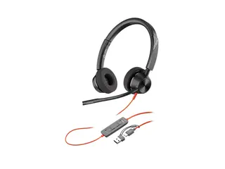 HP Poly Blackwire 3320 - Blackwire 3300 series hodesett - on-ear - kablet - USB-C - svart - UC-sertifisert