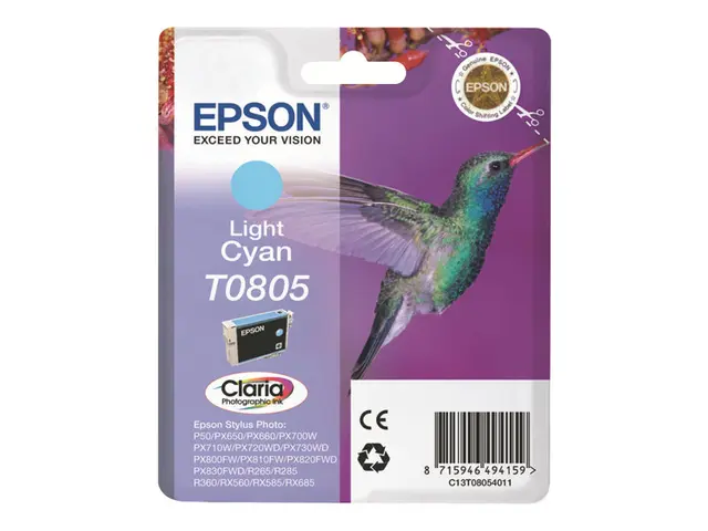 Epson T0805 - 7.4 ml - lys cyan - original - blister - blekkpatron...