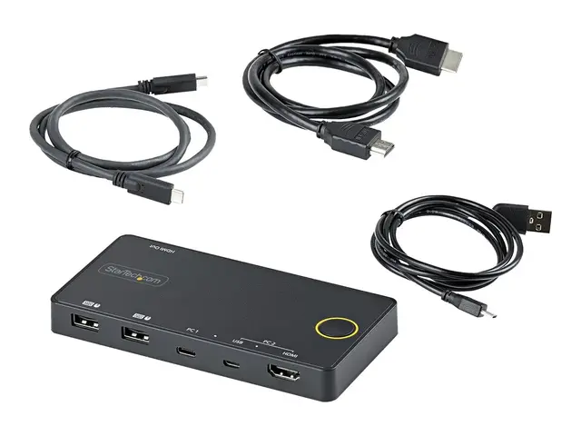 StarTech.com 2 Port Hybrid USB-A + HDMI & USB-C KVM Switch, Single...