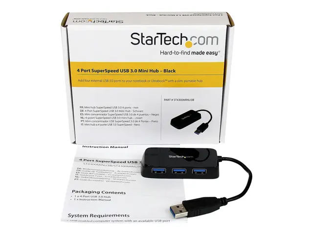 StarTech.com 4-Port USB 3.0 SuperSpeed Hub - Portable Mini Multipo...